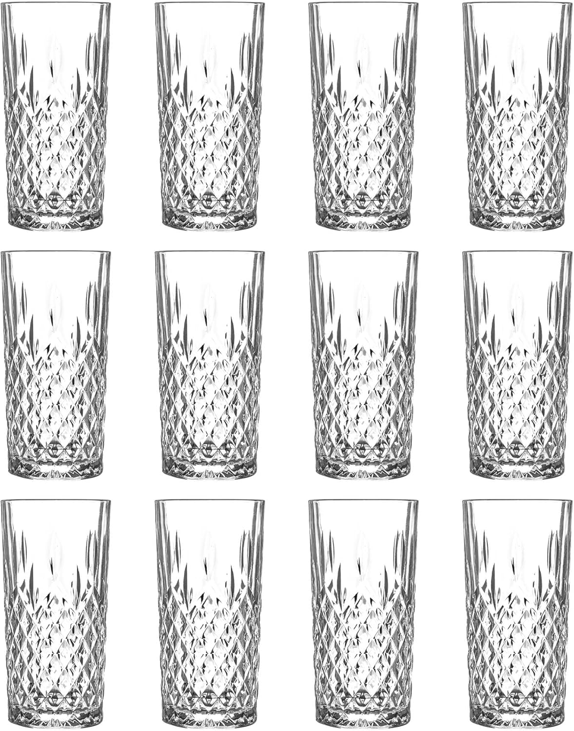 LAV 12x Clear 355ml Odin Highball Glasses - Tall Hi Ball Glass Water Gin Juice Cocktail Drinking Glassware Tumblers Set