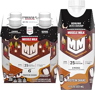Muscle Milk Genuine Protein Shake,S'mores, 25g Protein, 11 Fl Oz (Pack of 4)