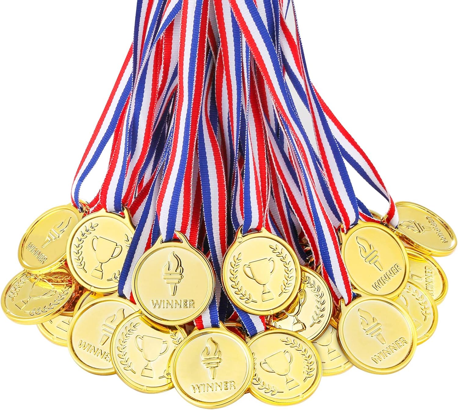 Caydo 100 Pieces Gold Medals for Kids Medals for Awards Plastic Winner Award Medals for Kids