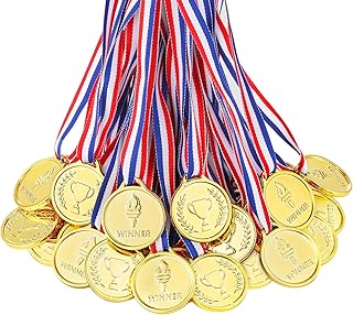 Caydo 100 Pieces Gold Medals for Kids Medals for Awards Plastic Winner Award Medals for Kids