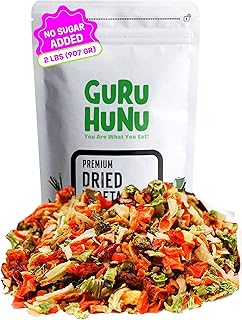 GURU HUNU Dehydrated Vegetables, Premium Soup Mix, Dried Vegetables For Soup, Dehydrated Freeze Dried Bulk Dehydrated Veggie Blend For Ramen Emergency and Camp Food Supply No Salt (2lb)