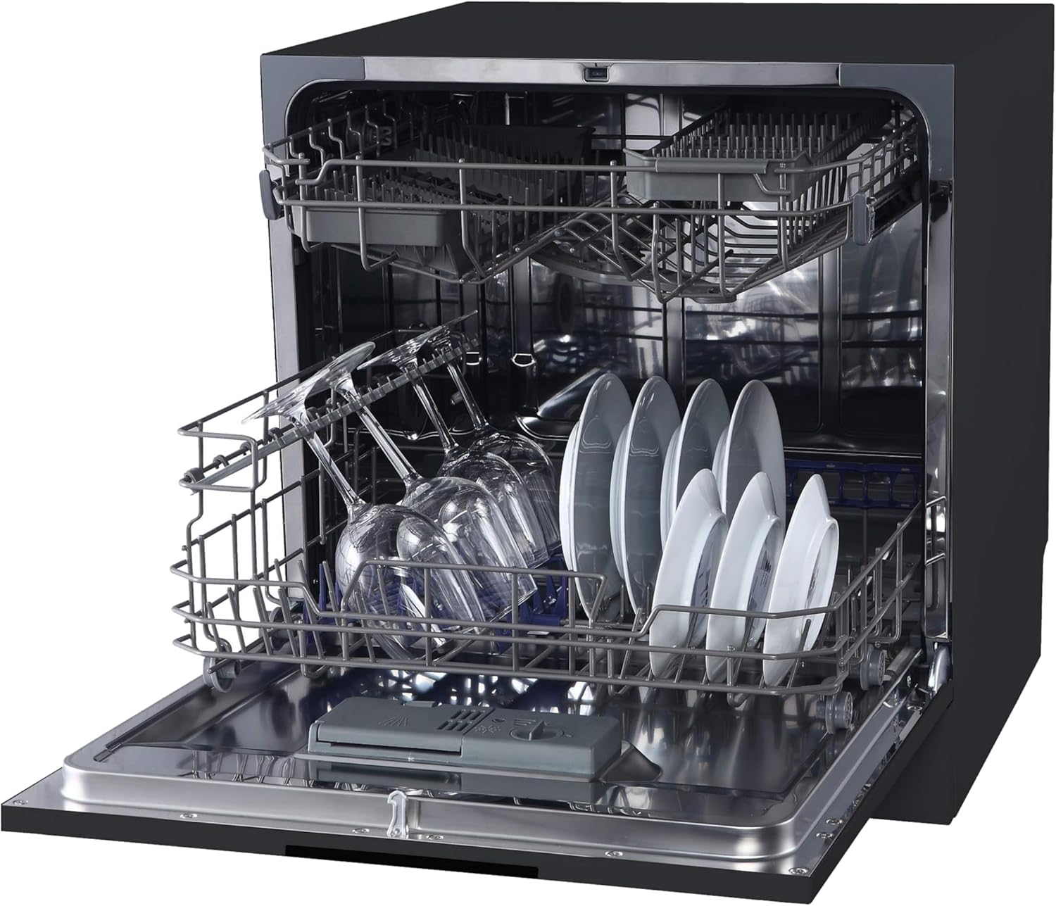 Cookology CTTD8 Mini Counter Top Dishwasher in Black - Compact & Portable - Tabletop Small Appliance - 8 Settings - 8 Wash Cycles - ECO Friendly Mode