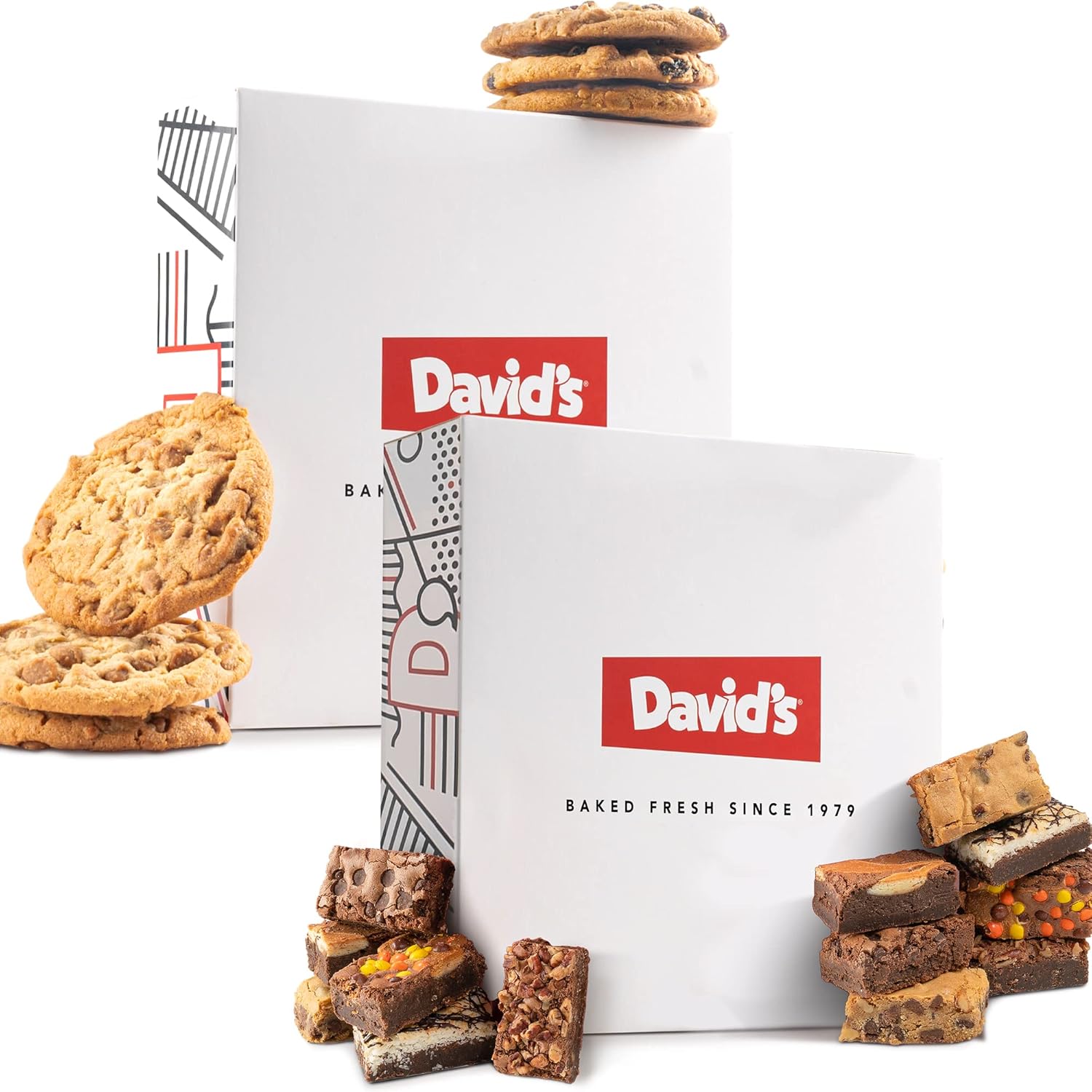 DAVID'S COOKIES Assorted Cookies & Brownies in Carton Box | Enjoy Our Homemade, Delicious, Great for Sharing Freshly-Baked Food Cookie & Brownie Snacks - Ideal Gift For All Occasion - 2 Pack