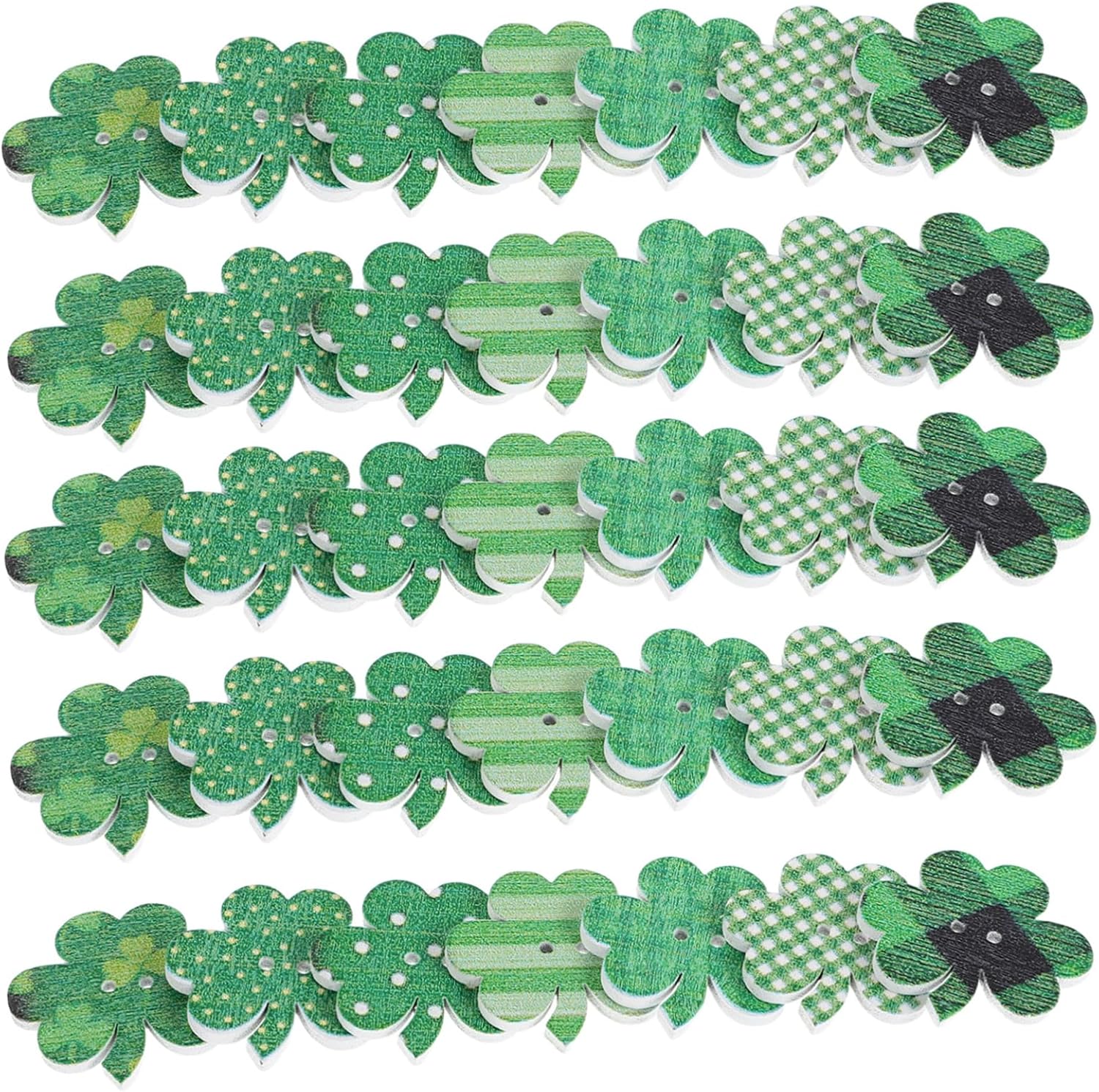 Healvian 50pcs Buttons Project Lucky Button Leaf Clothing Accent Shamrock Craft Crafts Four Shamrock Accessory Embellishment Item Sew Decoration Luck Charm Hats Decor Day Wooden