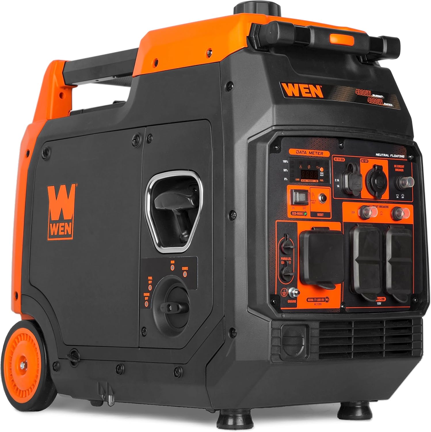 WEN 4800-Watt Portable Inverter Generator, RV-Ready, Quiet and Lightweight with Fuel Shut Off (56477i)