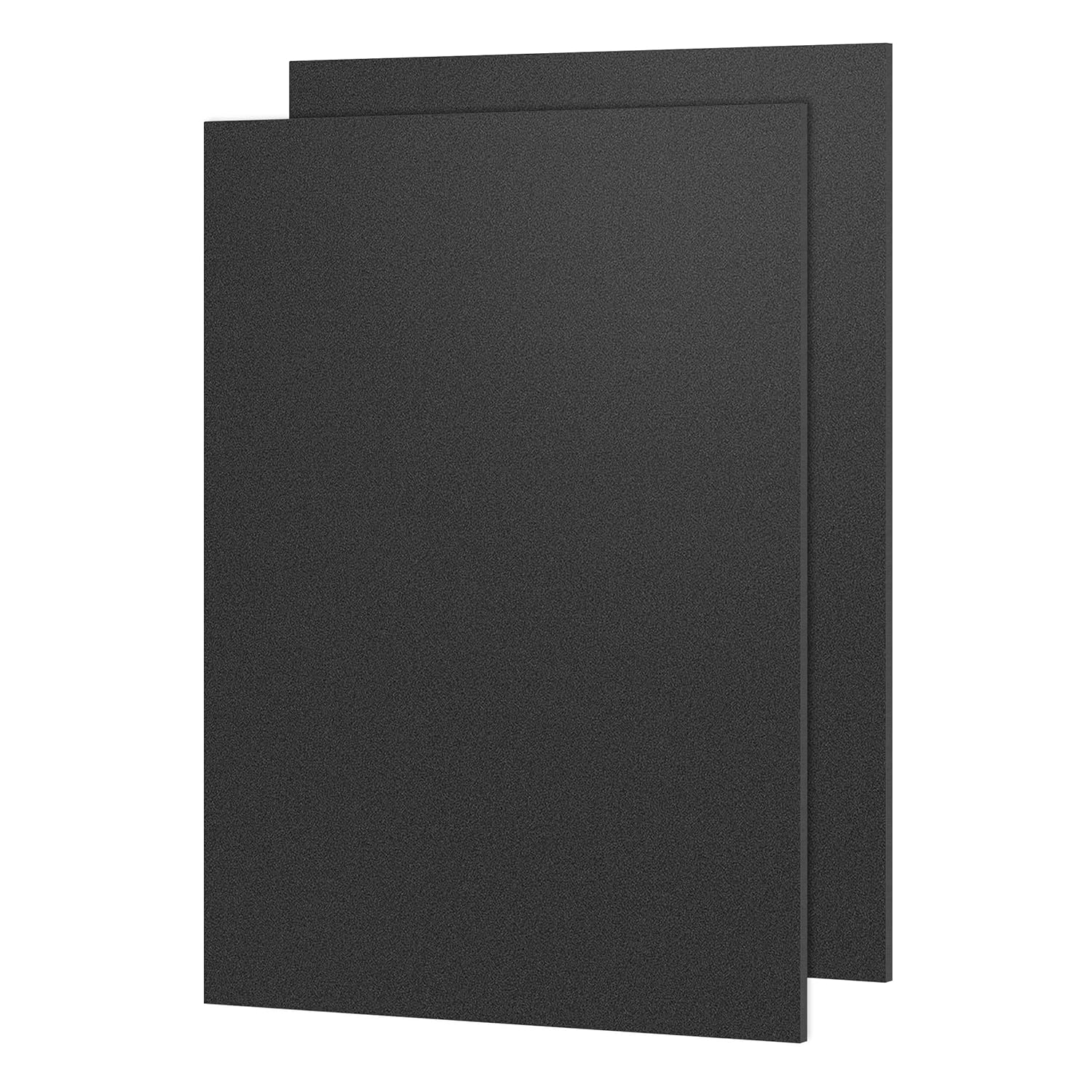 ABS Plastic Sheet 8" x 12" x 1/8" Thick (3mm) Black Rigid Thermoplastic Sheet, Moldable Plastic Panel for Crafts, DIY Projects - Textured & Smooth Finish, Pack of 2