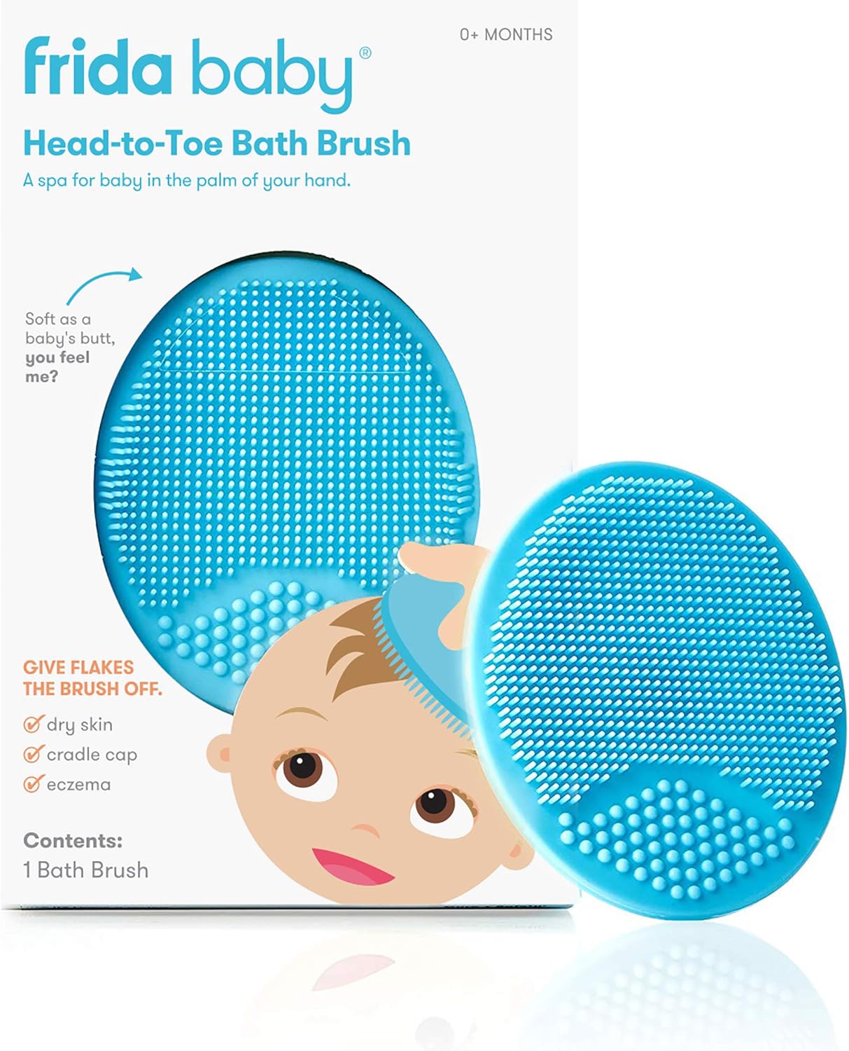 Frida Baby DermaFrida the SkinSoother Baby Bath Brush: Cradle Cap Brush for Babies, Baby Essential for Dry Skin, Cradle Cap Treatment and Eczema