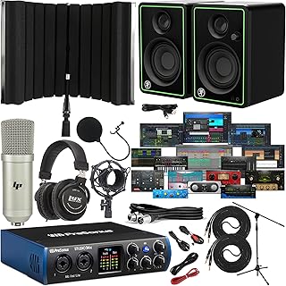 PreSonus Studio 24c 2x2 USB Audio/MIDI Interface with CR3-X Creative Reference Multimedia Monitors and with Newest Version Studio One Artist Software Pack & Isolation Recording Shield