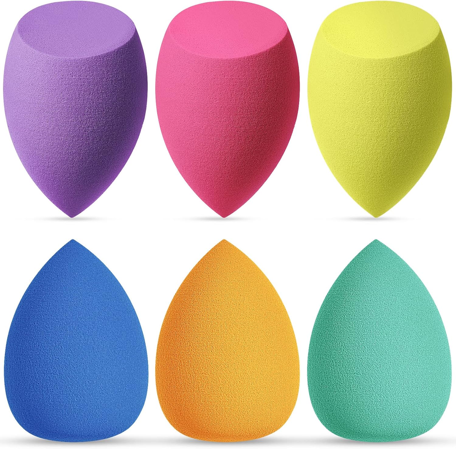 AUAUY Makeup Sponges Blender Set, 6Pcs Professional Beauty Sponge, Foundation Blending Beauty Sponge, Multi-colored Makeup Sponges, Dry & Wet Use for Cream, Liquid and Powder