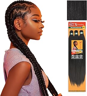 Sensationnel Xpression prestretched braiding hair - 3x xpression 58-inch flame retardant smooth yaki braid - 3x x-pression 58 inch (1 pack, 1B OFFBLACK)