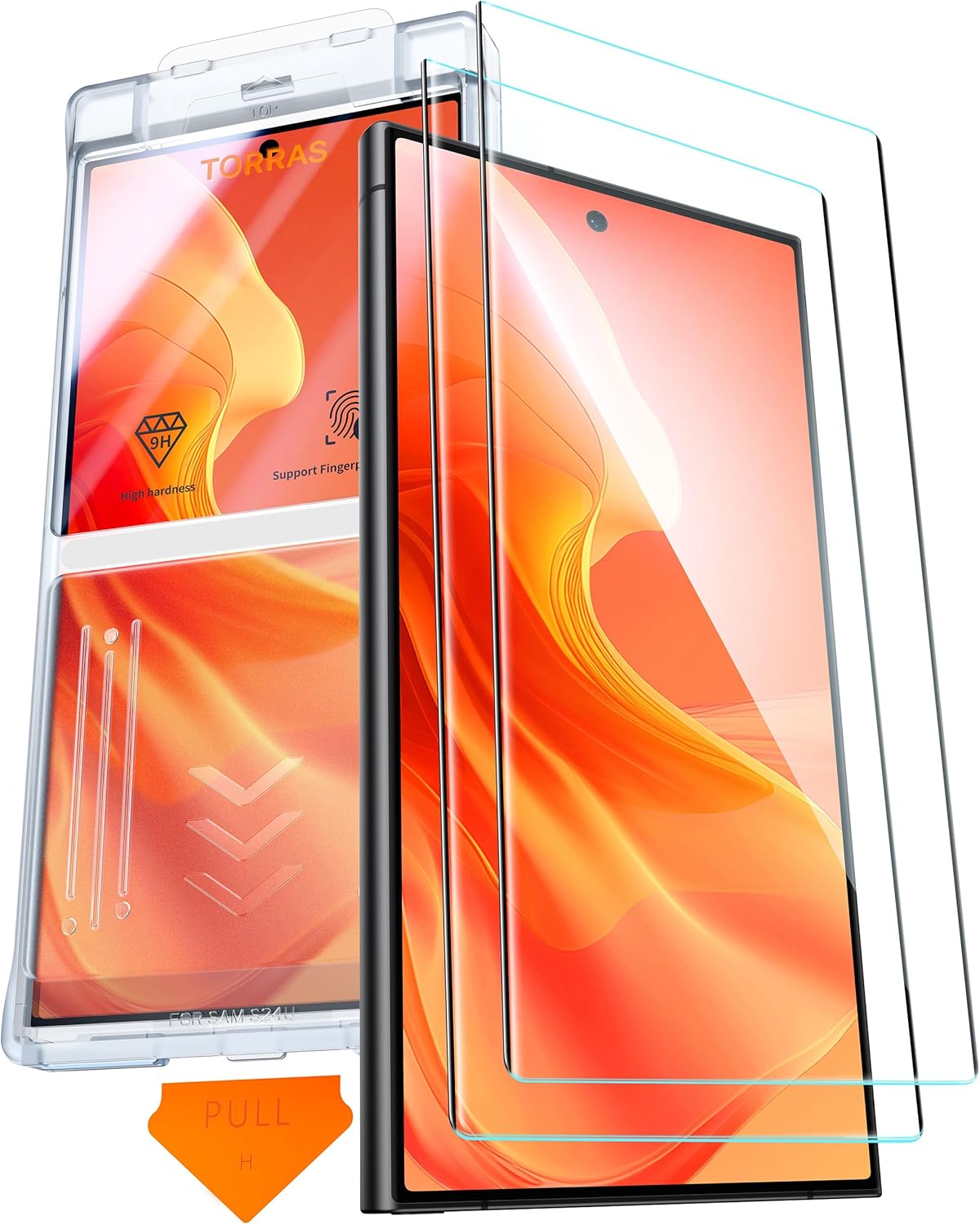 TORRAS Top-Notch Aerospace Glass for Samsung Galaxy S24 Ultra Screen Protector [12Ft Military-Grade Shatterproof] Anti-Scratch Tempered Glass Full Coverage Fit Screen Protector S24 Ultra 6.8" 2-Pack | 9H+ Durable, Bubble Free, Aerospace Grade