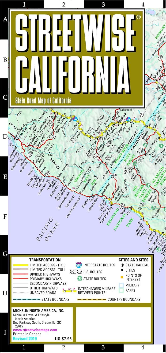Streetwise California Map: Laminated State Road Map of California