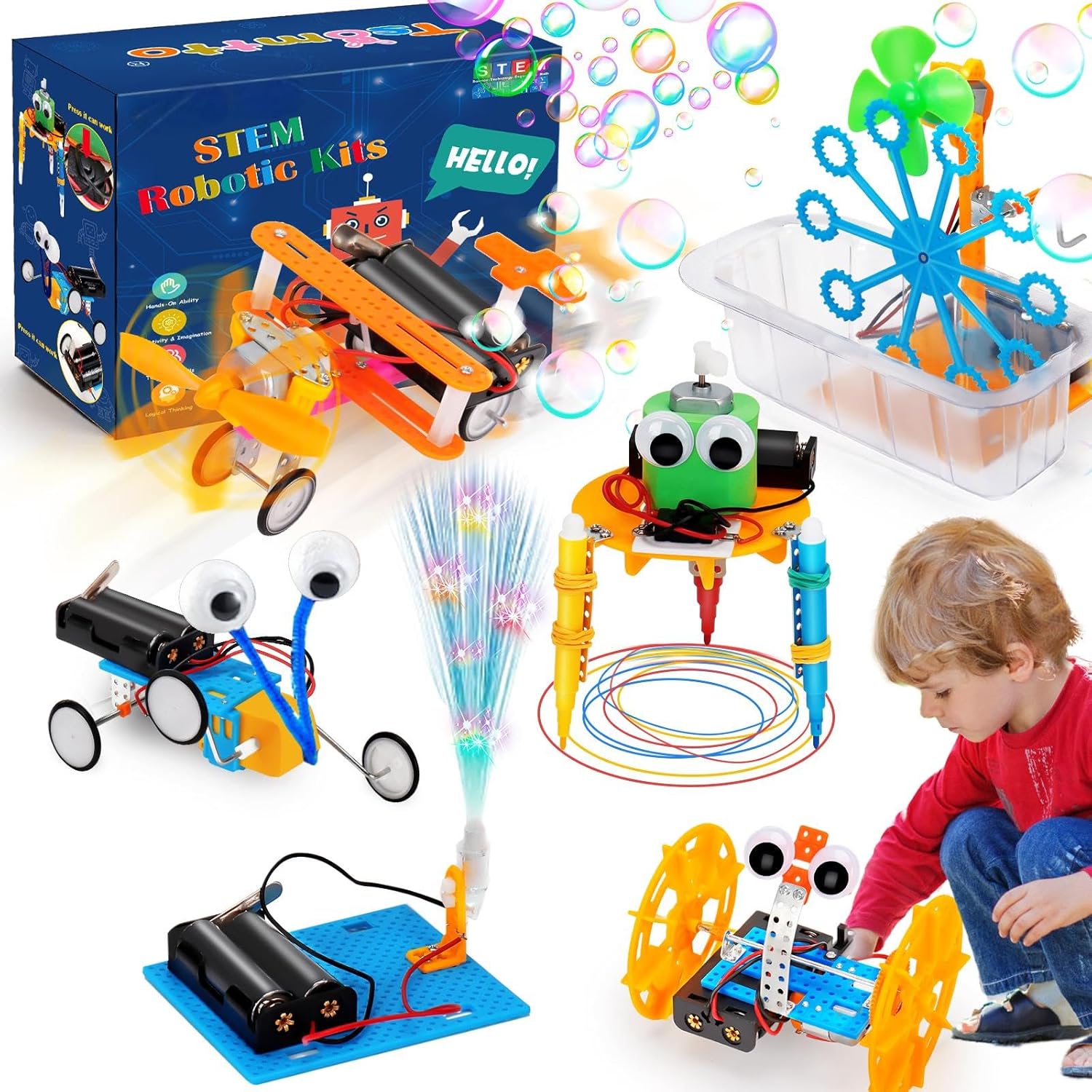 6 in 1 STEM Kits for Kids 6-8 8-12, Electronic STEM Science Robot Kit, Engineering Building Activities Kit Educational Learning Toys for Kids Boys Girls 8-12, Birthday Gift