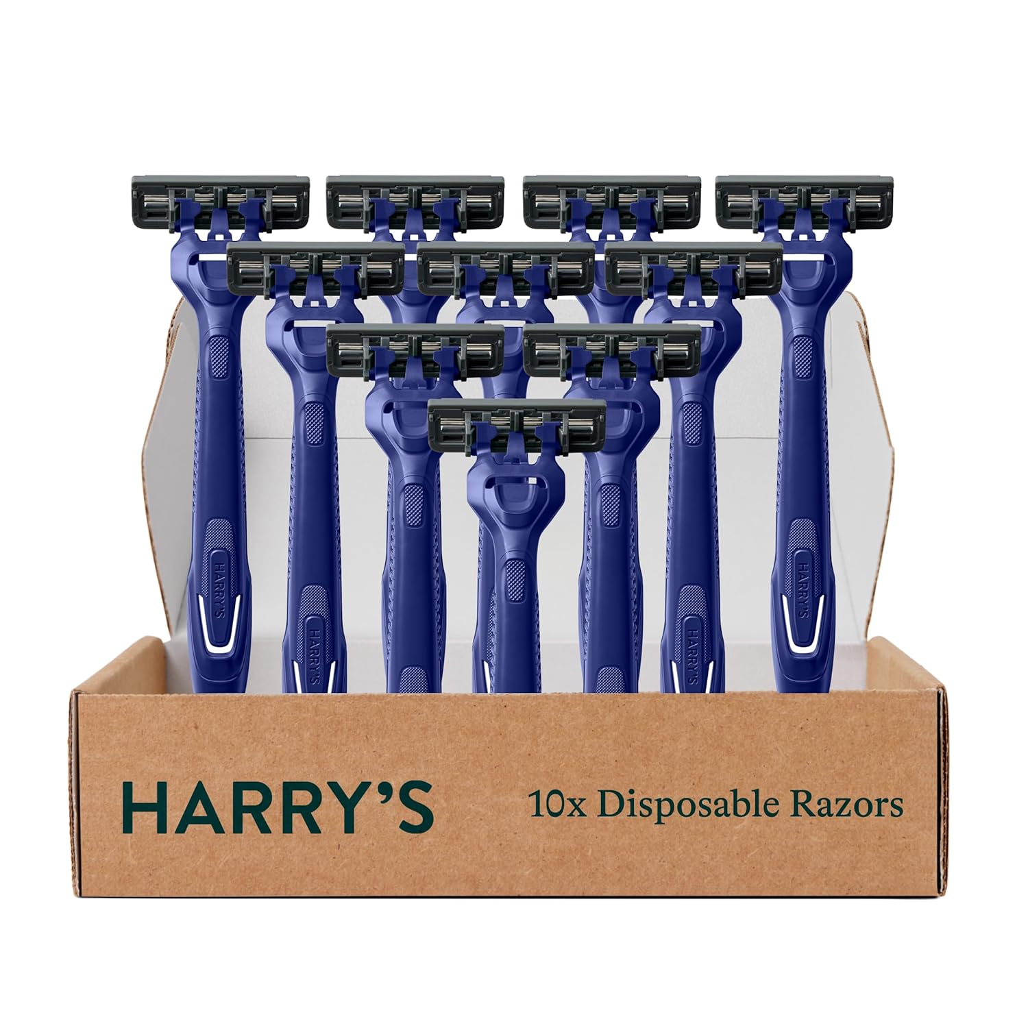 Harry's Men's Disposable Razors, 3-Blade Razors with Lubricating Strip and Pivoting Head, 10 count Midnigt Blue
