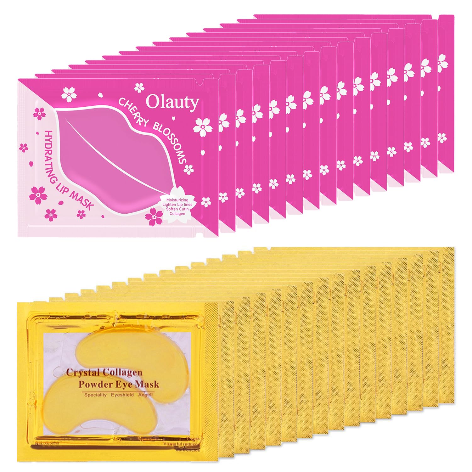 Eakroo 30 Pairs Lip Mask & Under Eye Mask, Crystal Collagen Eye Patches for Puffy Eyes, Effectively Nourishes the Lip & Eye Skin, Reducing Fine Lines & Dark Circle, Make Skin Smooth and Firm (Set A)