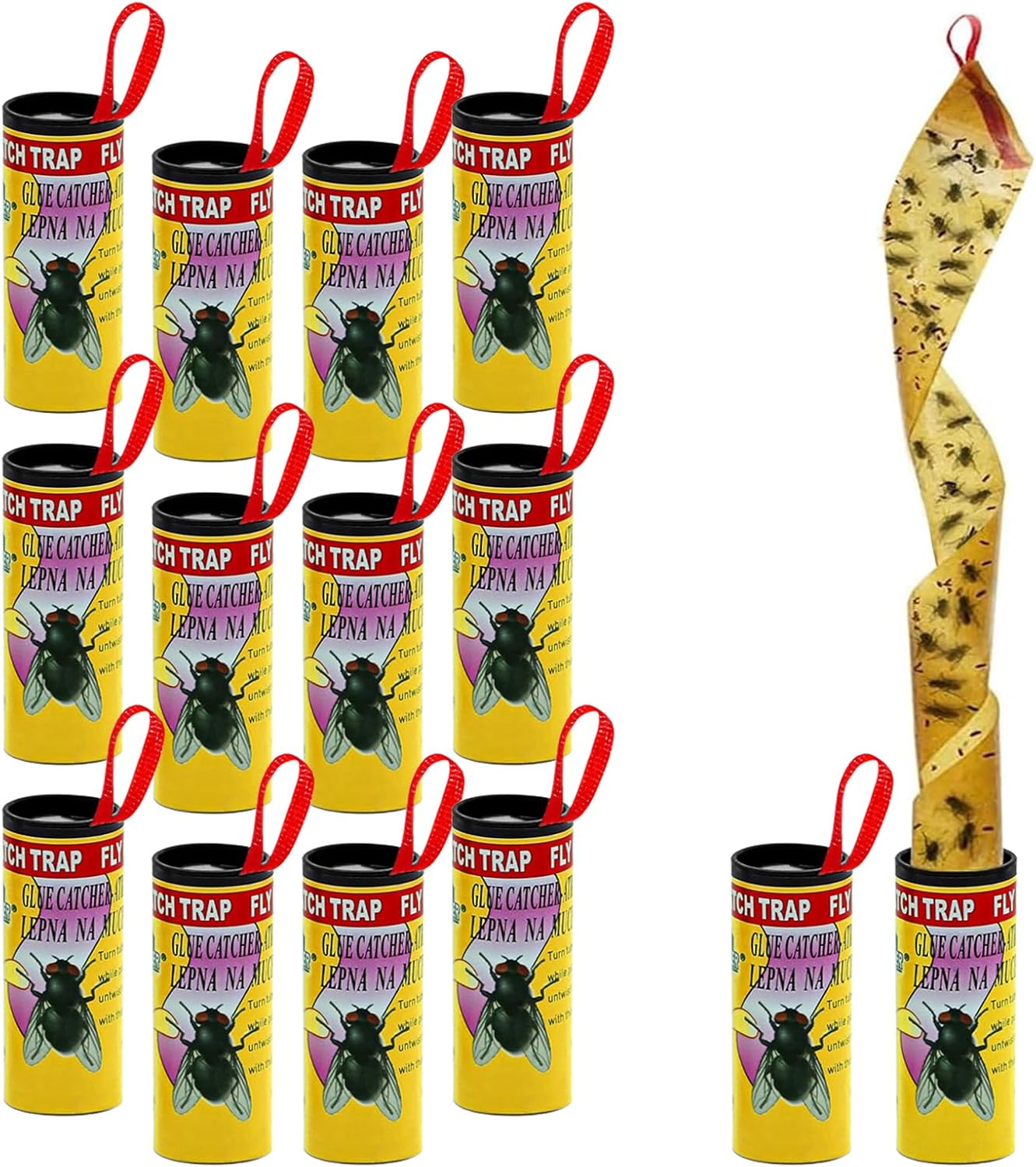 ASIRYVA 16 Pack Sticky Fly Catchers, Pesticide Free Fly Papers Strips for Indoors Outdoors Greenhouse Use