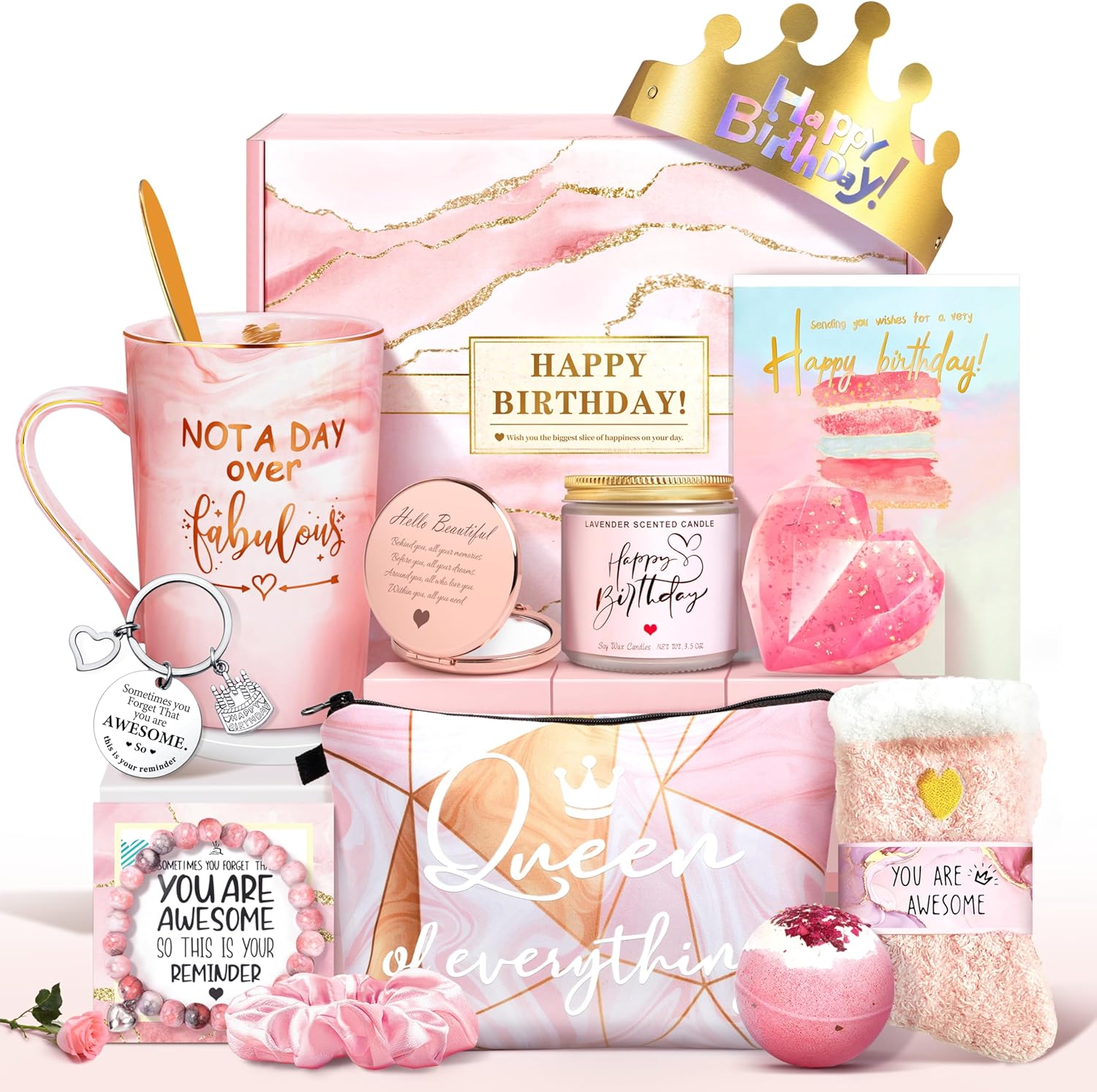 Jumway Not A Day Over Fabulous Mug Gifts Set- Birthday Gifts for Women - Funny Birthday Gift Ideas for Her,Friends, Coworkers, Her, Wife, Mom, Daughter, Sister, Aunt Ceramic Marble Mug 14 Oz