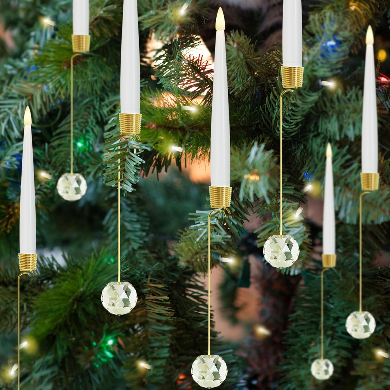 Christmas Tree Candles with Remote Timer, 12 Pack Flameless Candles for Christmas Tree Flickering LED Candles for Indoor - Clear Crystal Ball