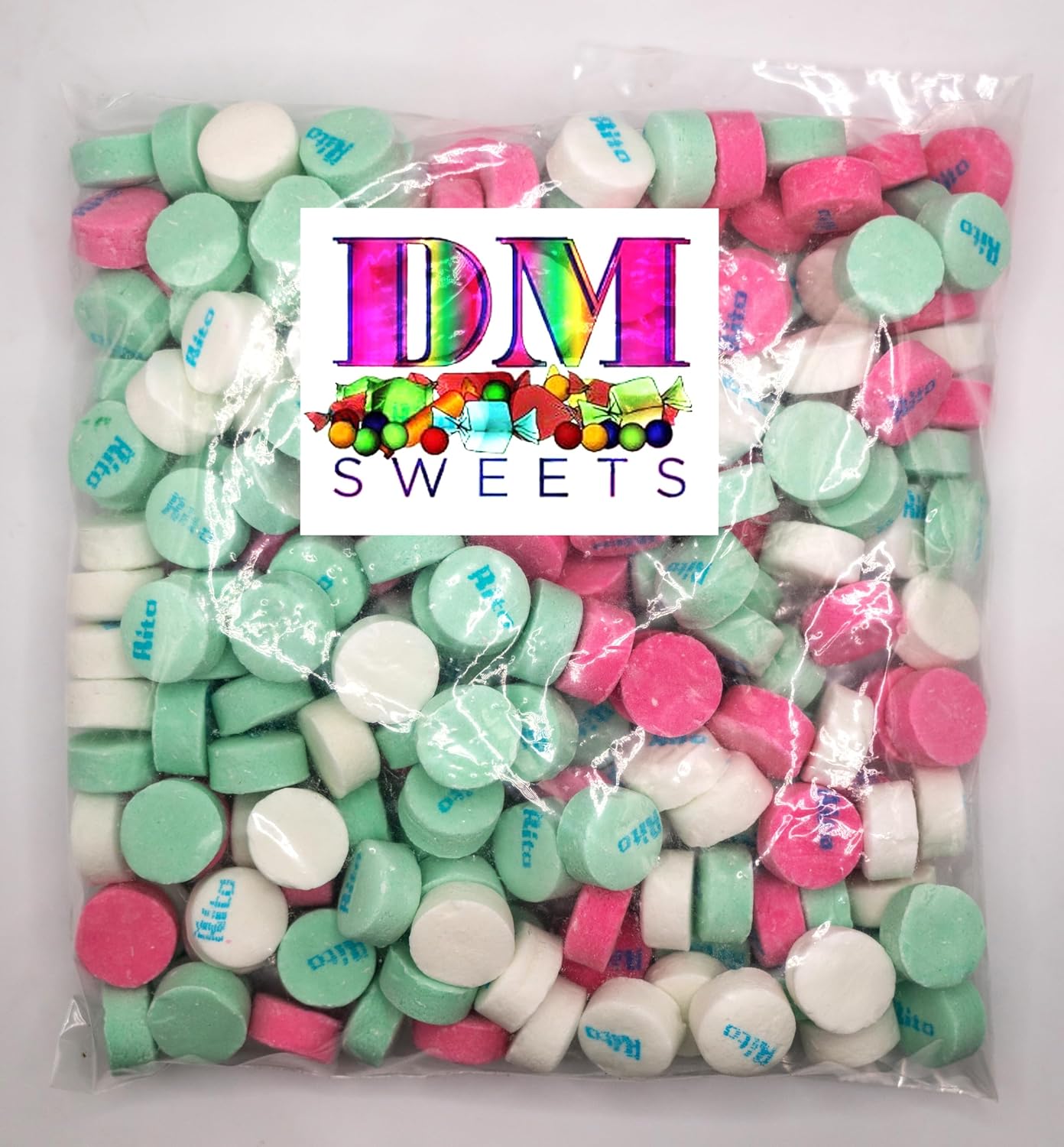 DM Sweets Rito's Assorted Lozenge Mints - 1.5 lbs of Fresh Wintergreen Spearmint Peppermint Bulk Candy, Pink