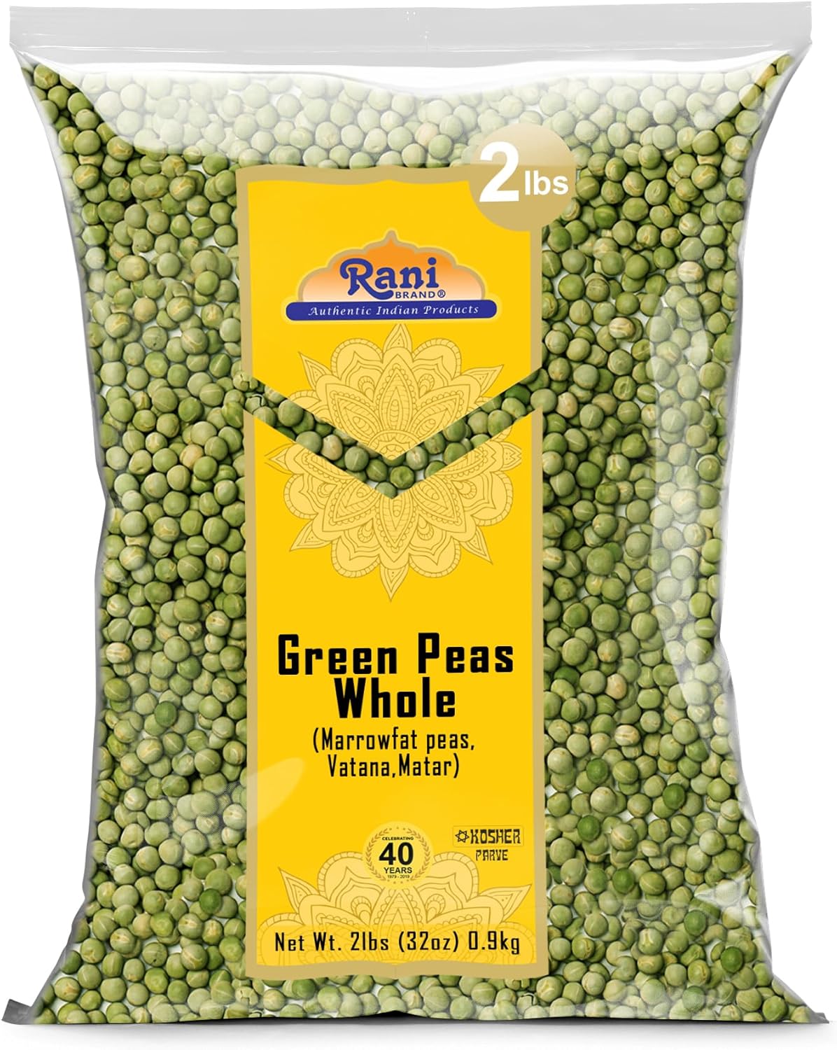 Rani Green Peas Whole, Dried (Marrowfat Peas, Vatana, Matar) 32oz (2lbs) 908g ~ All Natural | Vegan | Gluten Friendly | Kosher | Product of USA