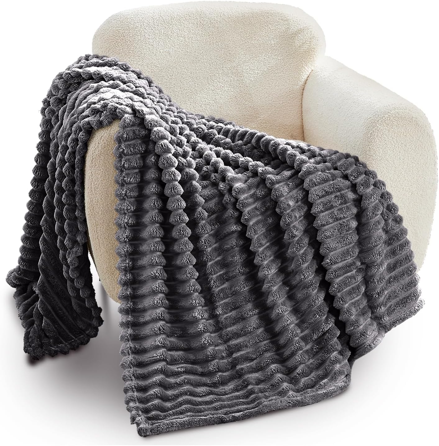 GC GAVNO CAVAILIA Fleece Throw Blanket | Soft Fluffy Throws For Sofas, Bed, Settee, Couch | Extra Warm Large Blanket Throw | Easycare, Anti Allergic | Double 150x200 Cm | Charcoal