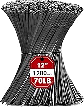 Zip Ties, RAZCC 1200pcs Black Cable Zip Ties 12 Inch, Heavy Duty Plastic Wire Ties with 70lb Tensile Strength, Self-Locking Black Nylon Tie Wraps for Indoor and Outdoor