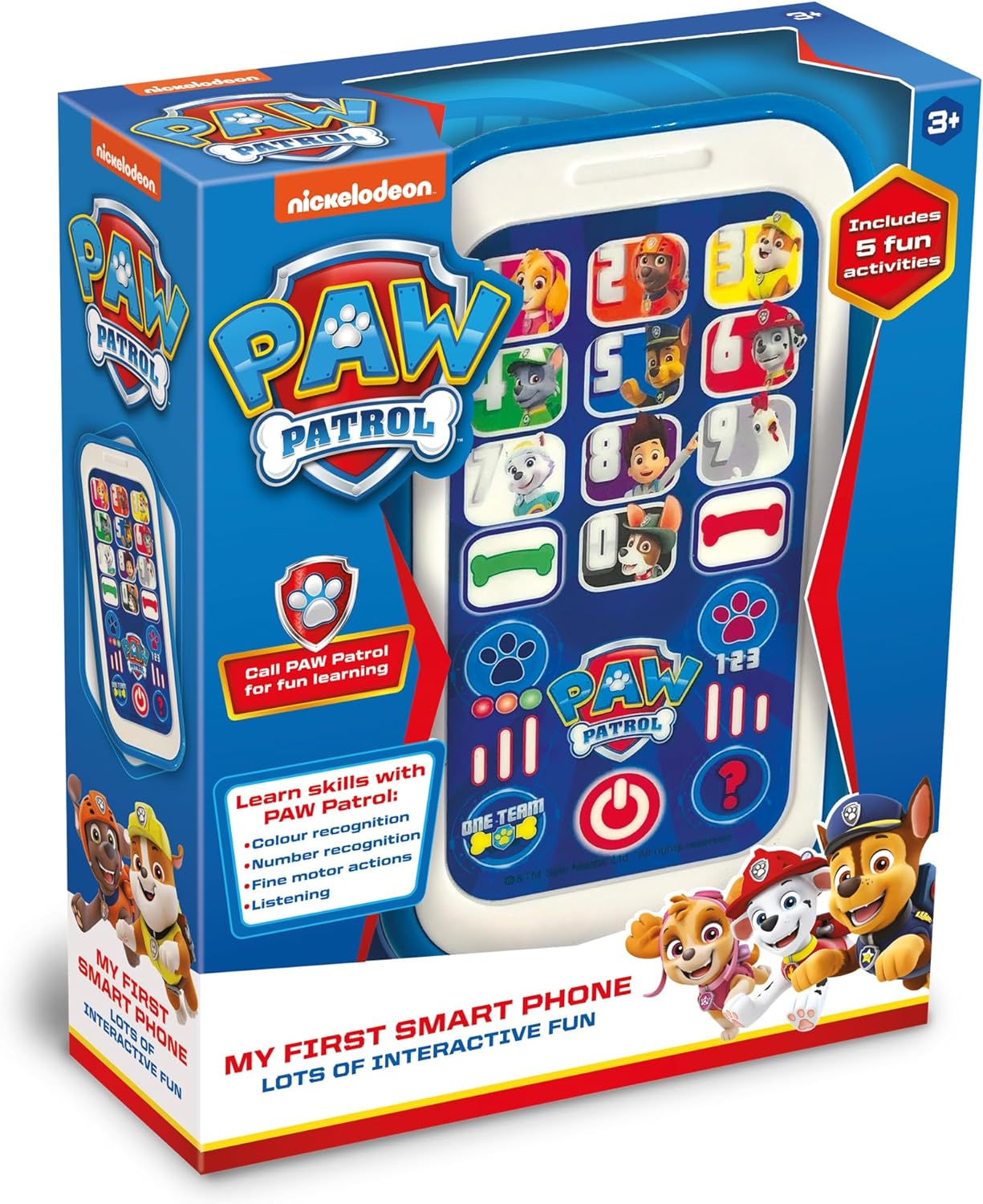 Paw Patrol Toys PAW01 Paw Patrol My First Smart Phone Toy for Kids-Helps Child Development, Recognition, Listening and Motor Skills-Features Fun Interactive Activities, 3+ Years, Blue / White