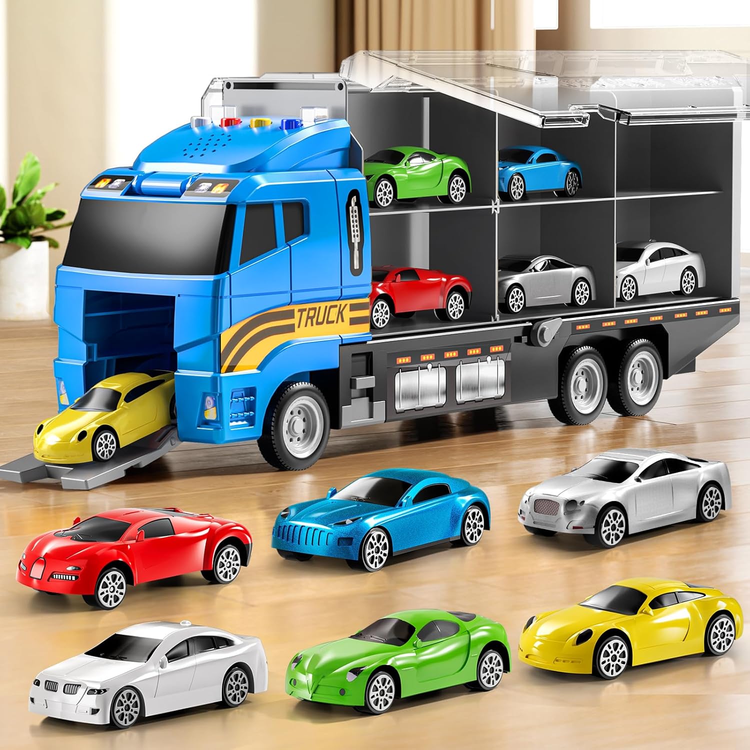 Toddler Toys for 3-8+ Years Old, Truck Vehicle Set With Play Mat, Die-Cast Car Carrier for Kids, Birthday Gifts for Boys