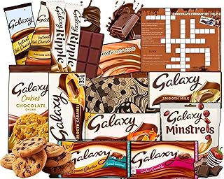 BRITISH Galaxy Chocolate Gift Set Hamper for Men Women and Kids-Galaxy Chocolate Bars,Galaxy Chocolate Cookie Crumble,Galaxy Salted Caramel,2 x Galaxy Hot Chocolate,2 x Ripples