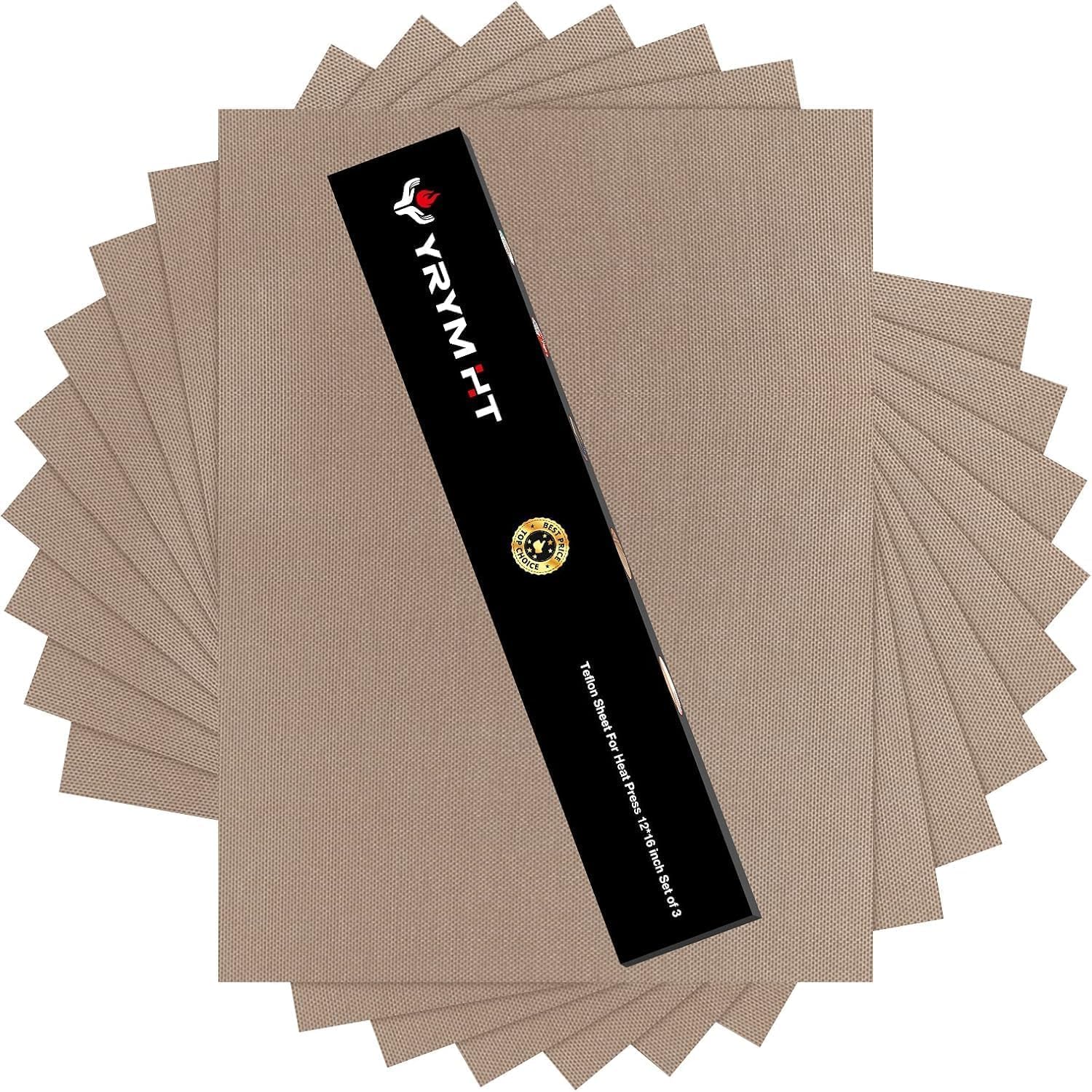 10 Pack PTFE Teflon Sheet for Heat Press - 16" x 12" Non Stick Teflon Sheets for Vinyl Heat Press Washable Reusable Heat Resistant Craft Mat