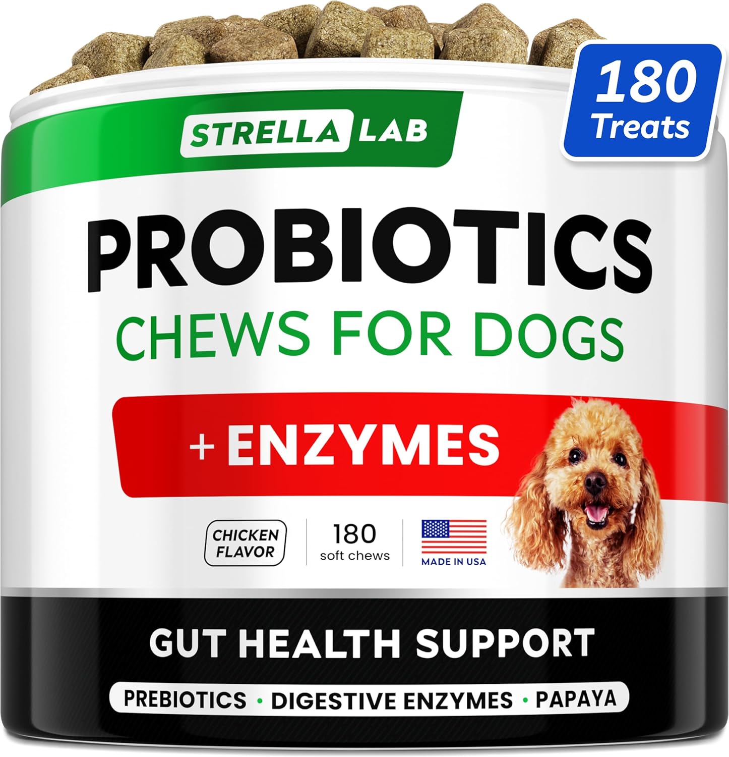 STRELLALAB Green Grass Chews - Pee Grass Spot Saver Caused by Dog Urine - Urine Neutralizer for Lawn, Gut Health Probiotics & Digestive Enzymes,Lawn Burn from Dog Urine, Grass Burn Spot Chews