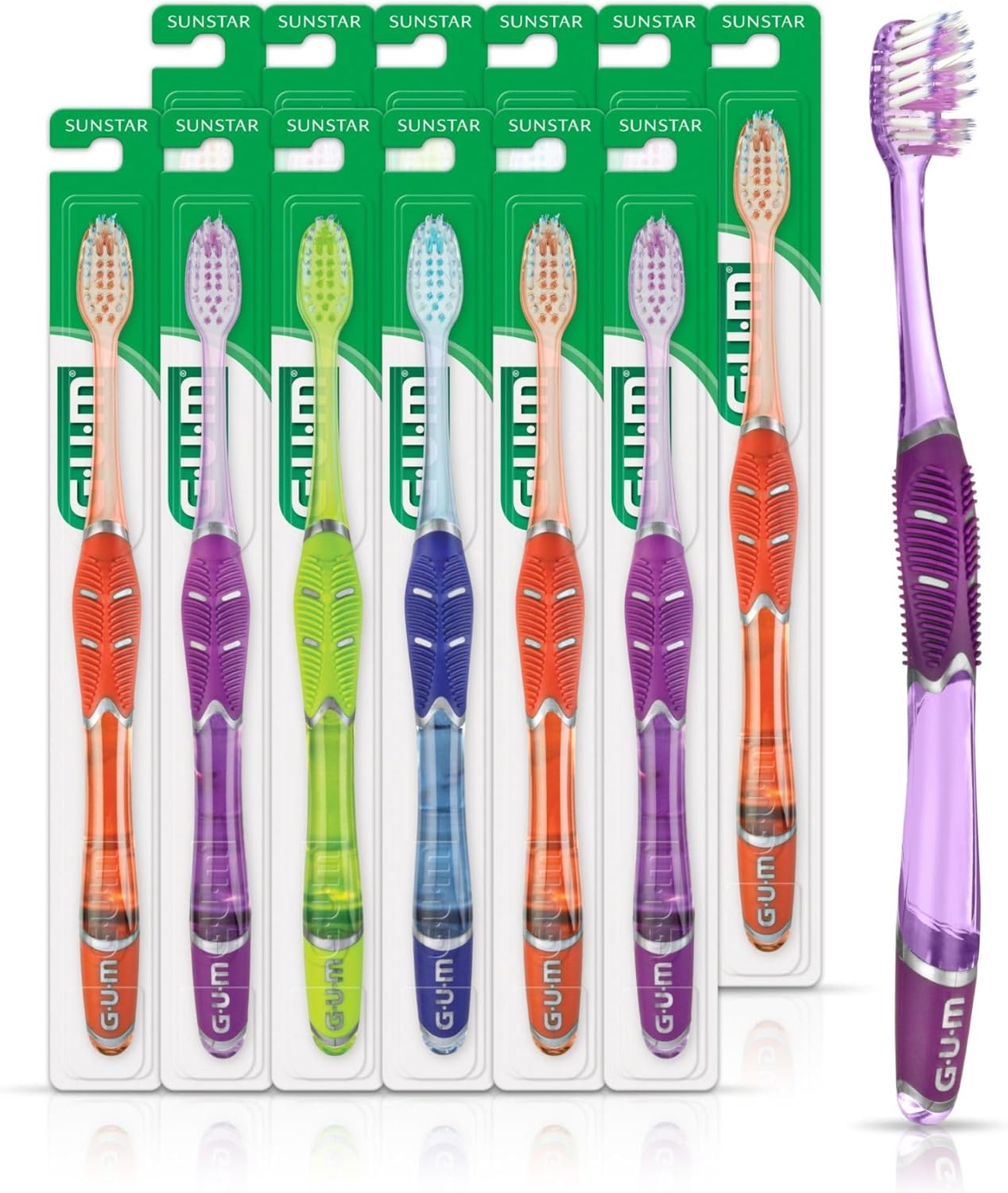 GUM Technique Deep Clean Toothbrush - Compact Soft - Soft Toothbrushes for Adults with Sensitive Gums - Extra Fine Bristles, 1ct (12pk)