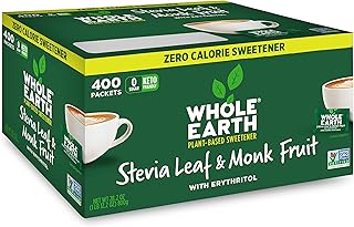 Whole Earth Sweetener Co. Stevia & Monk Fruit Sweetener, Erythritol Sweetener, Stevia Packets, Sugar Substitute, Natural Sweetener, 400 Count