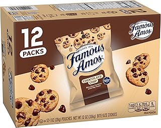 Famous Amos Classic Chocolate Chip Cookies, 1 Ounce Bag (Pack of 12)