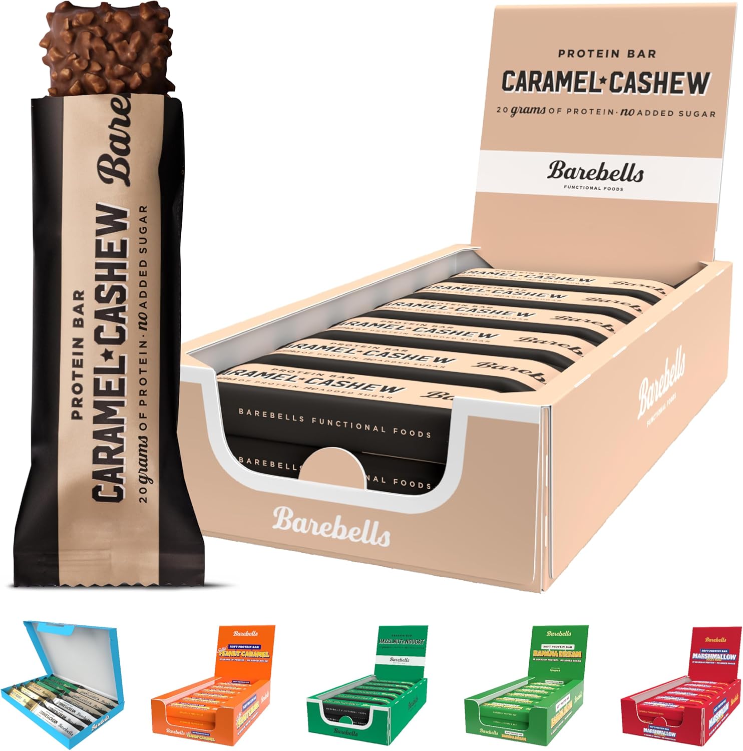 Barebells Protein Bars – Healthy Snacks, Protein Snacks for Breakfast, Sugar Free Chocolate, Low Carb – 12 x 55g (Caramel Cashew)