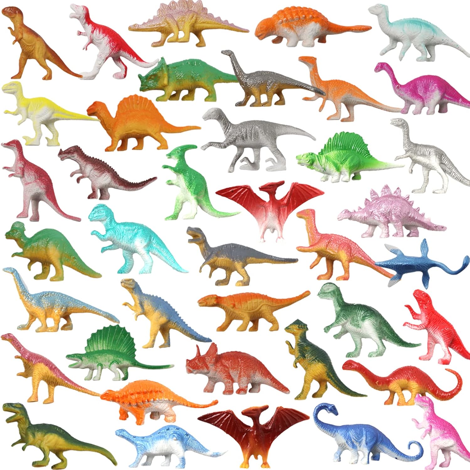 Dinosaur Figures, 40 Pack Plastic Dinosaur Toys Set for Kids boys Toddler Birthday Christmas Easter Valentines Day Gifts, Including T-rex Triceratops Stegosaurus etc