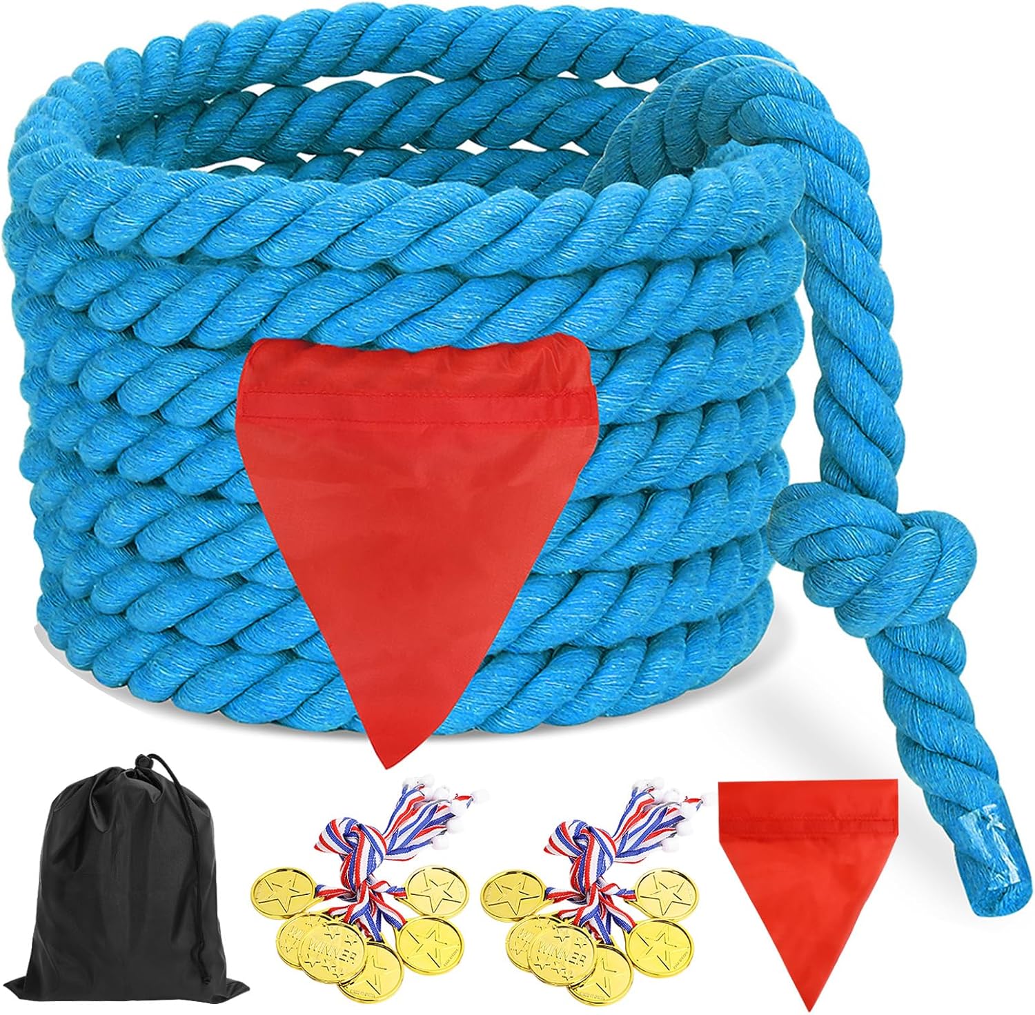 CWLAKON Sports Day Kit Tug of War Rope for Kids Adults, Outdoor Garden Field Day Birthday Party Games, Outside Yard Backyard Lawn Family Reunion Picnic Camping Easter Carnival Game, 6M, Blue
