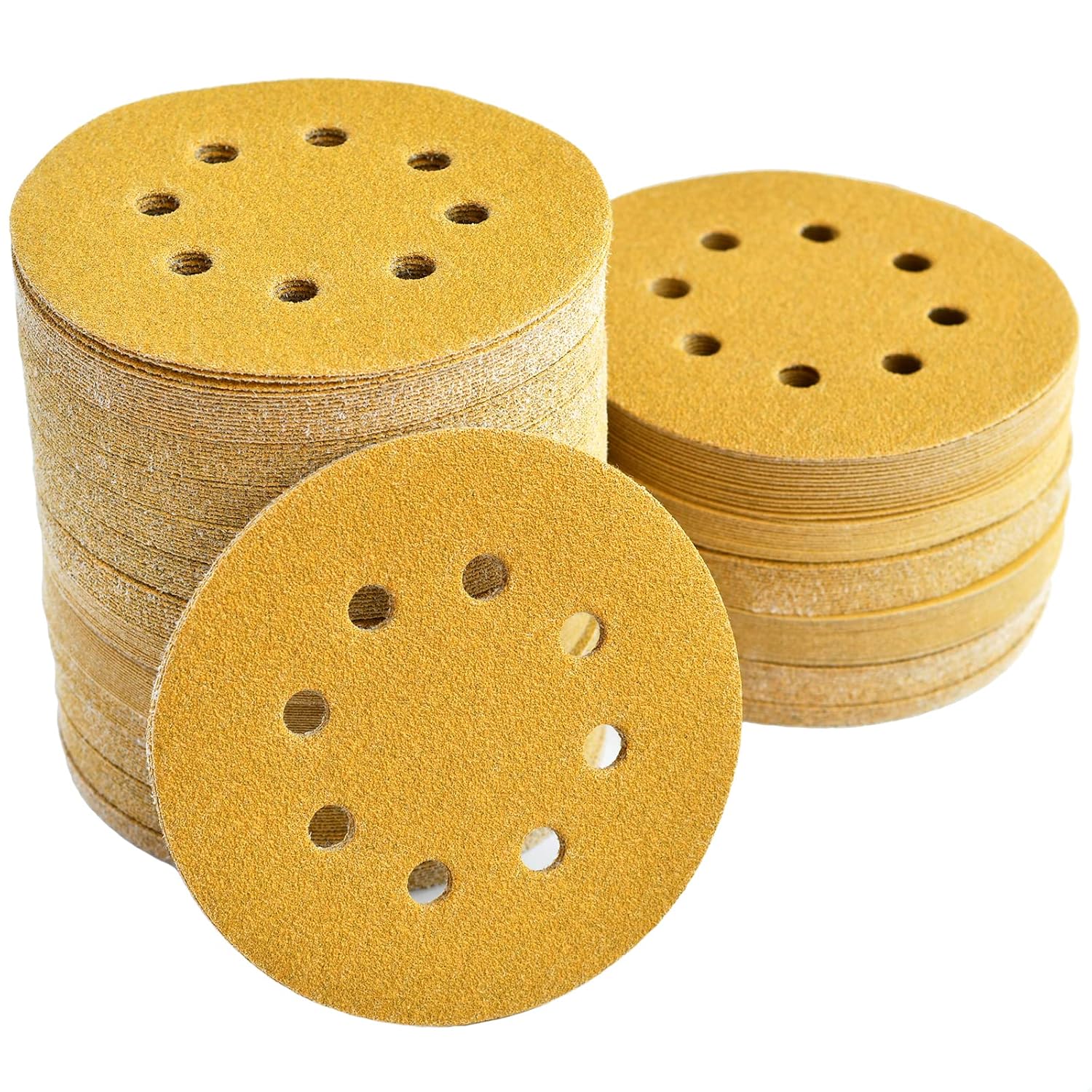 5-Inch 8-Hole Hook and Loop Sanding Discs 80 Grit Random Orbital Sandpaper, 200-Pack