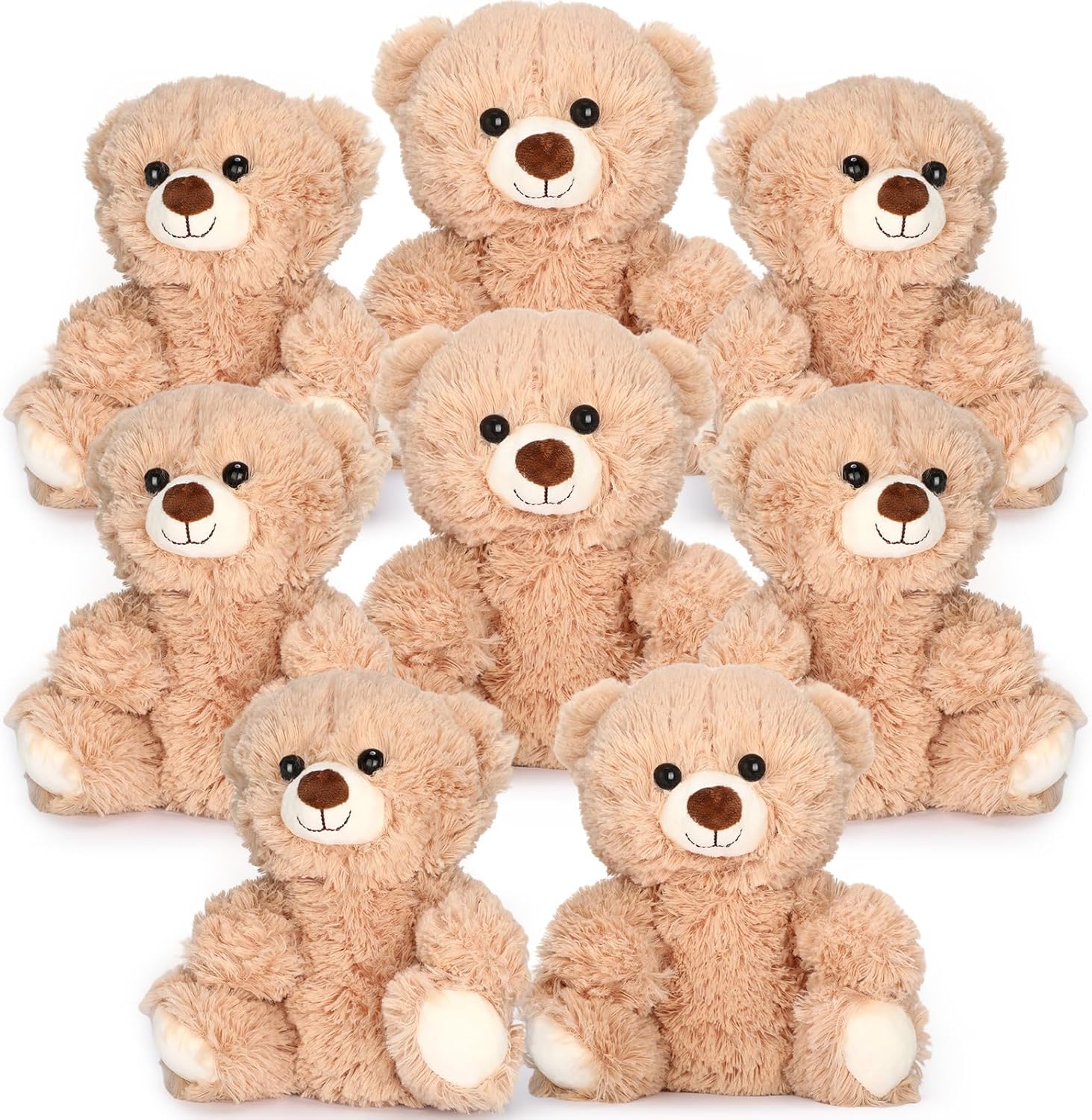 Jenaai 8 Pcs 10 Inches Stuffed Animal Bear Bulk Gift Soft Cute Baby Shower Bear Small Stuffed Plush Toys for Girls, Boys, Back to School Birthday Wedding Party(Classic Style)