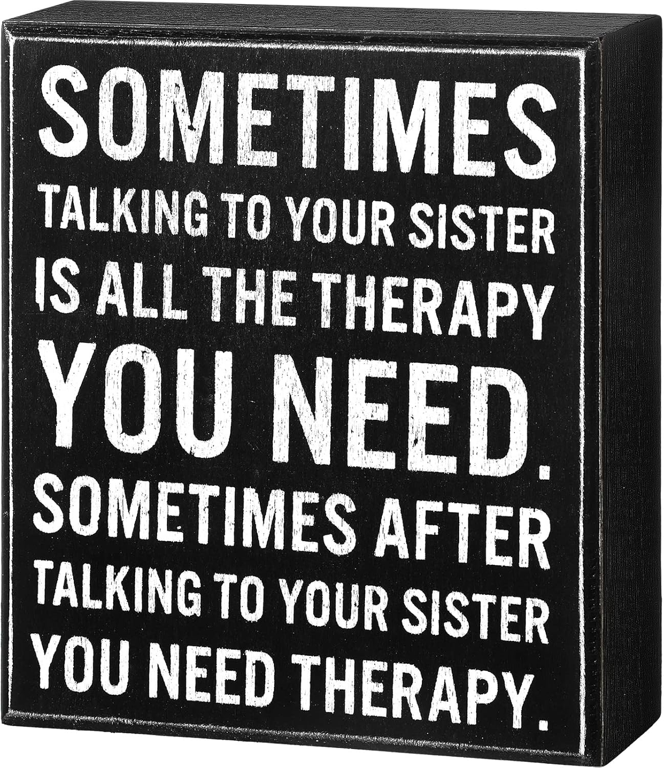 Jetec Funny Sister Gifts Sometimes Talking to Your Sister Is All the Therapy You Need Wood Sign 5.9 x 5.1 Inch Funny Sister Plaques with Sayings Decorative for Christmas Home Decor(Black)