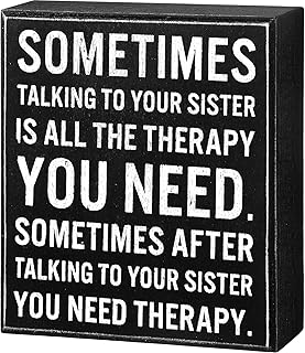 Jetec Funny Sister Gifts Sometimes Talking to Your Sister Is All the Therapy You Need Wood Sign 5.9 x 5.1 Inch Funny Sister Plaques with Sayings Decorative for Christmas Home Decor(Black)