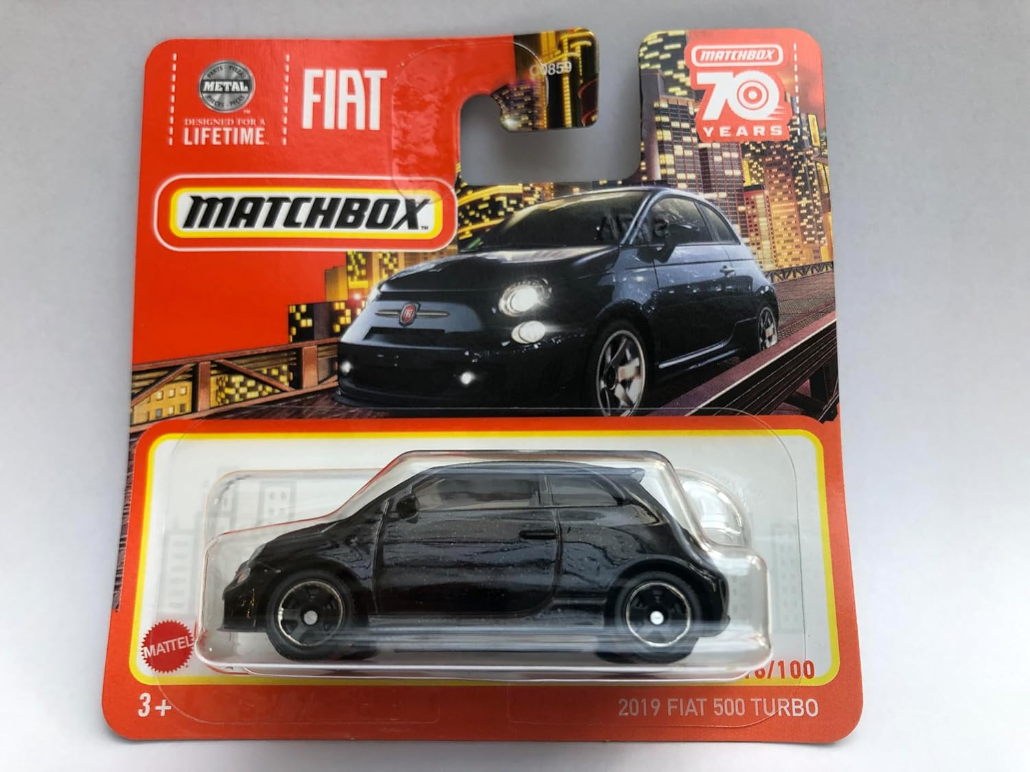 Matchbox 2019 Fiat 500 Turbo Black 16/100 (Short Card) HLD05 Age 3+