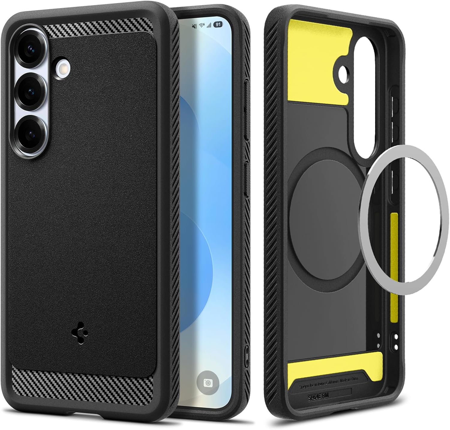 Spigen Rugged Armor MagFit Designed for Galaxy S25 Plus Case [Fast Wireless Charging/Magnet for Galaxy] (2025) - Matte Black