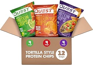 Quest Nutrition Tortilla Style Protein Chips Variety Pack, Chili Lime, Nacho Cheese, Loaded Taco, 1.1 Ounce (Pack of 12)