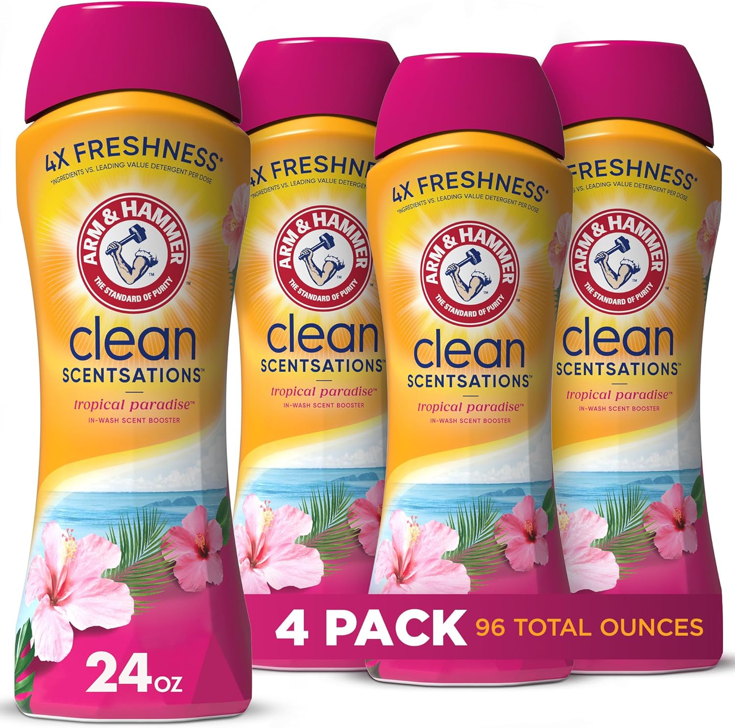 Arm & Hammer In-Wash Scent Booster Tropical Paradise, 24 oz, Pack of 4