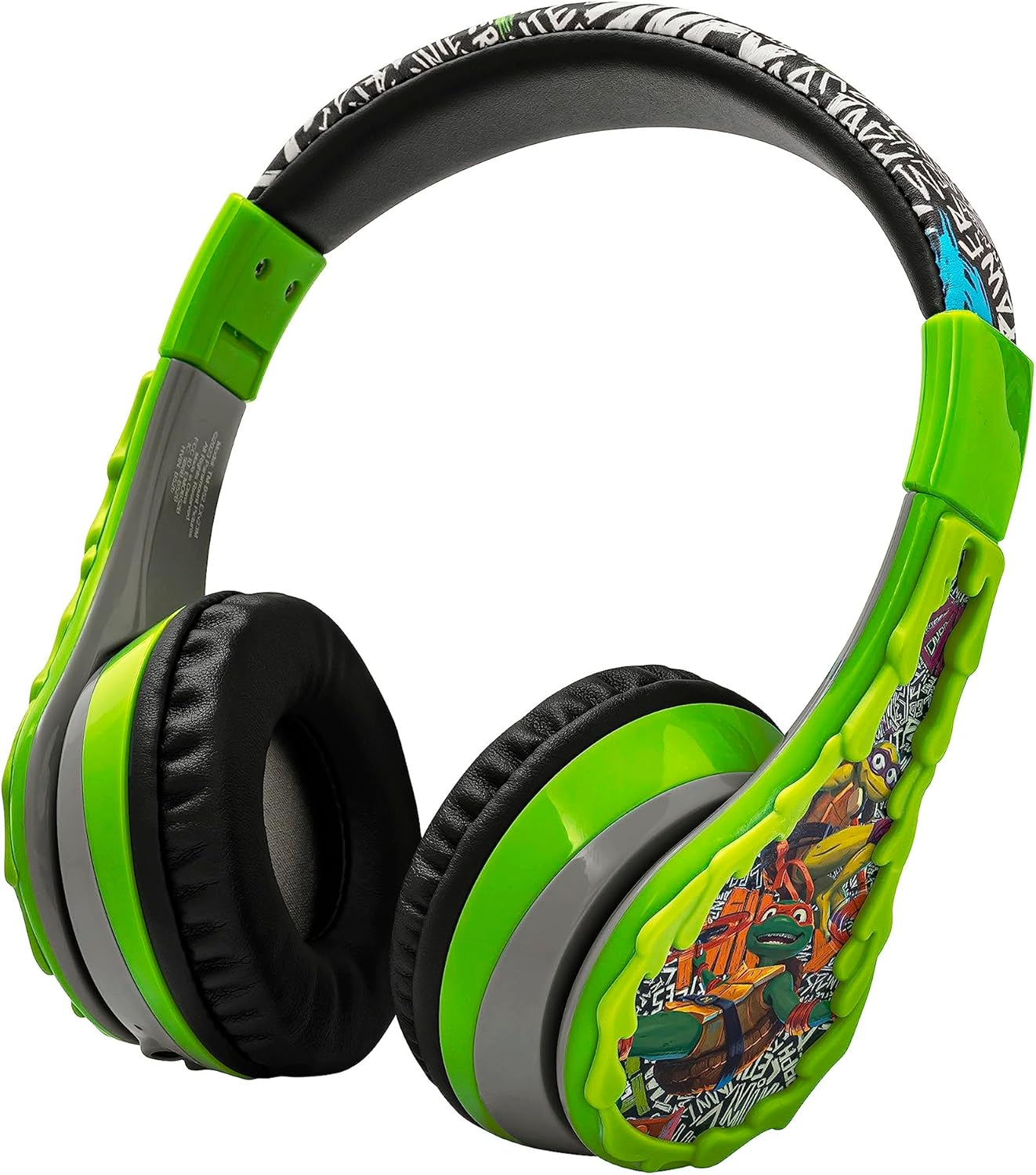 eKids Teenage Mutant Ninja Turtles Wireless Headphones for Kids, Bluetooth 5 with Microphone, Green, On Ear, 37 Hour Battery Life, Includes Aux Cord, Perfect for School, Home, or Travel