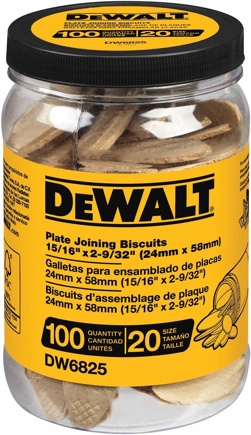 DEWALT 100-Pack Plate Joining Biscuits for Woodworking, Joinery, and Furniture Framing Biscuits (DW6825)