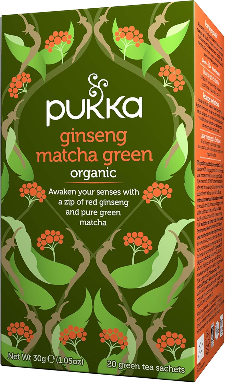Pukka Ginseng Matcha Green Tea 100% Organic 4 x 20 bags Value pack