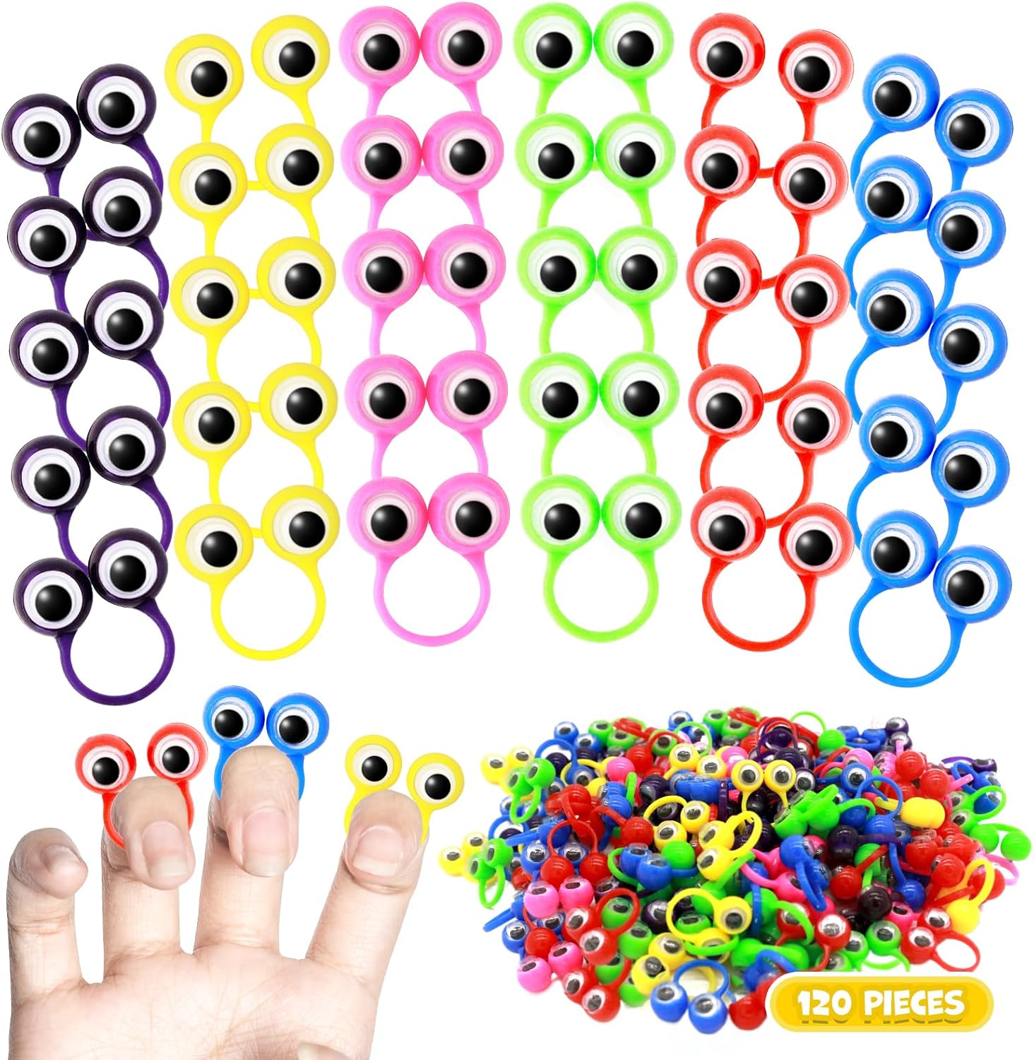 Liesedada 120 PCS Party favors in the nature of small toys Eye Finger Puppets Toys Set Mini Eye Finger Puppets and Classroom Rewards for Kids.