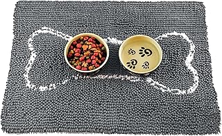 Soggy Doggy Slopmat Ultra-Absorbent Dog Door Mat for Food and Water, Microfiber Chenille Dog Mat for Muddy Paw and Messy Eater, Washable Indoor Mat for Sleeping and Eating, Gray/Light Gray Bone